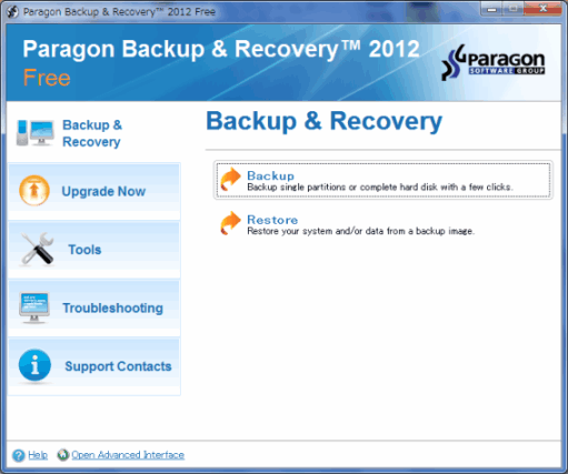Paragon Backup & Recovery 2012 Express Mode ̃XN[Vbg
